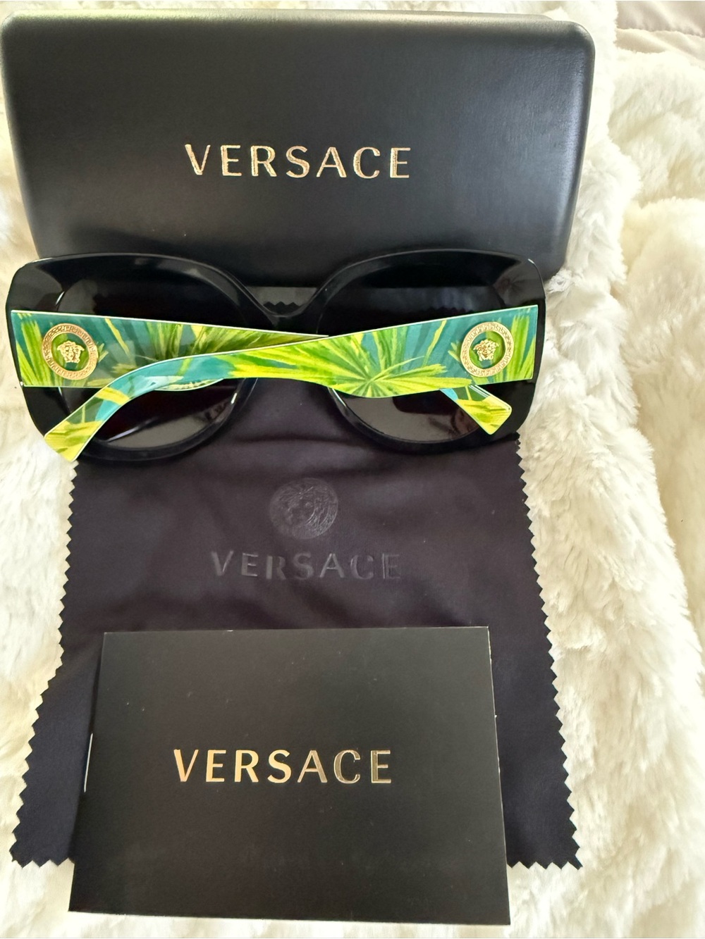 Versace Women's Green & Teal Tropical Round Sunglasses - Picture 2 of 2